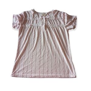 EMILY STACY pastel pink floral rose pajama top size large feminine